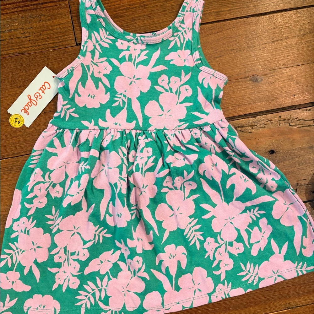 Cat & Jack Girls' Sleeveless Knit Dress - Pink, Light Blue, Green Floral - Picture 10 of 11